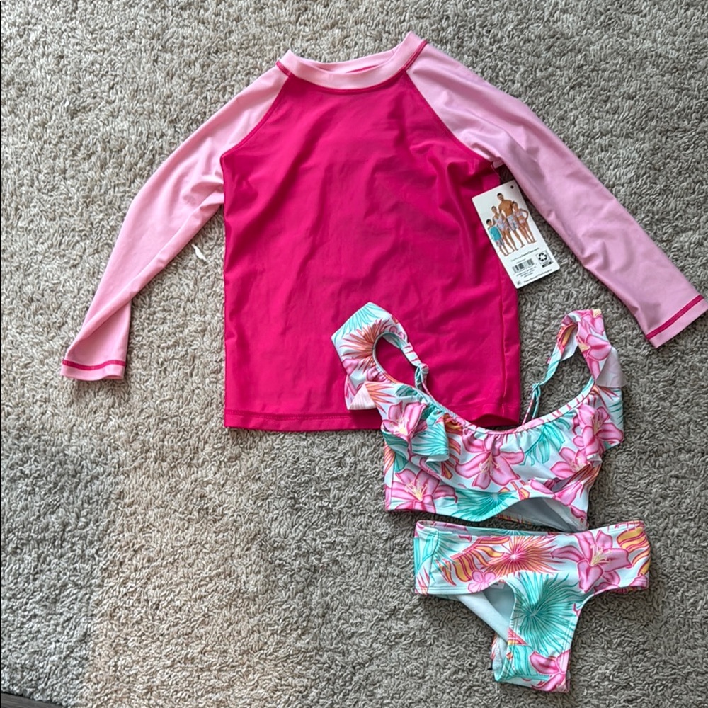 Girls bikini and rashguard NWT